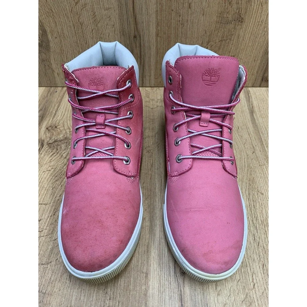 Timberland Earthkeepers Girls Size 7 Pink Nubuck Boots Gray Collar Style 8197R